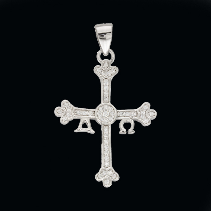 Imagen colgante Cruz de la Victoria plata con circonitas blancas